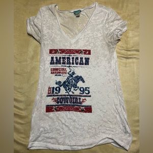 White sheer American tee